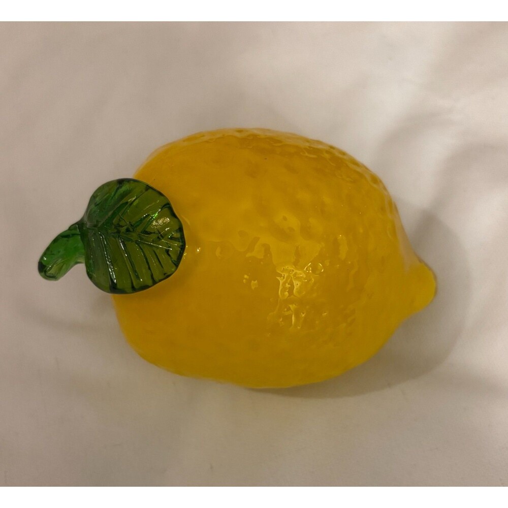 Vintage Murano Style Lemon Hand Blown Glass Yellow 5” Textured Realistic Art - Picture 2 of 4